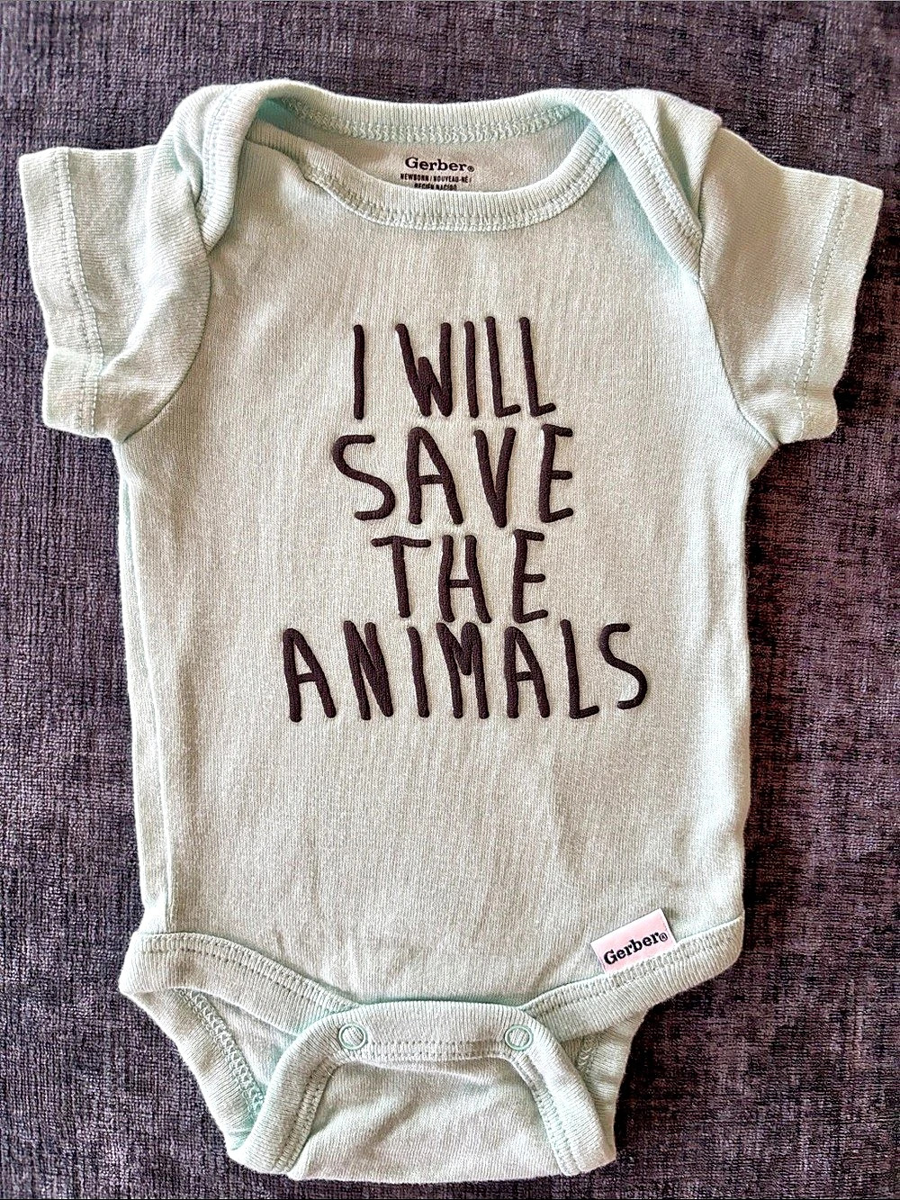 Gerber I Will Save the Animals Short Sleeve Bodysuit Baby Bodysuit Set 0-3M BABY